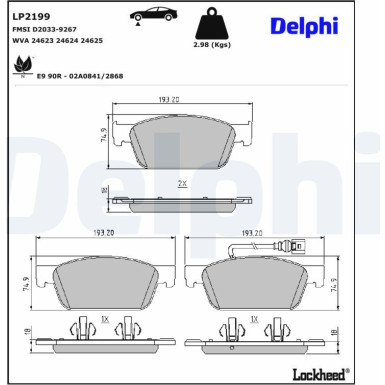 Delphi Bremsbelagsatz, Scheibenbremse LP2199