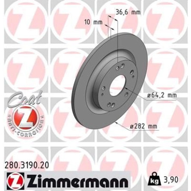 Zimmermann Bremsscheibe Coat Z 280.3190.20