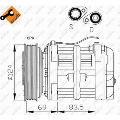 NRF Kompressor, Klimaanlage mit PAG Kompressoröl EASY FIT 32038
