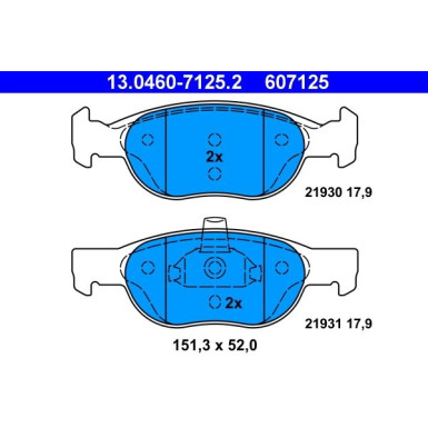 ATE Bremsbelagsatz, Scheibenbremse 13.0460-7125.2 ATE Bremsbelagsatz, Scheibenbremse 13.0460-7125.2