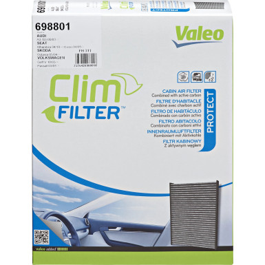 VALEO 698801 Innenraumfilter Aktivkohlefilter 279x216x57mm CLIMFILTER PROTECT VALEO 698801 Innenraumfilter Aktivkohlefilter 279x216x57mm CLIMFILTER PROTECT