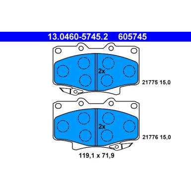 ATE Bremsbelagsatz, Scheibenbremse 13.0460-5745.2 ATE Bremsbelagsatz, Scheibenbremse 13.0460-5745.2