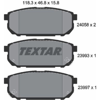 Textar Bremsbelagsatz, Scheibenbremse 2405801 Textar Bremsbelagsatz, Scheibenbremse 2405801