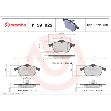 Brembo Bremsbelagsatz, Scheibenbremse PRIME LINE P 59 022 Brembo Bremsbelagsatz, Scheibenbremse PRIME LINE P 59 022