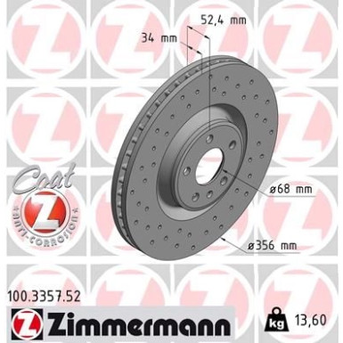 ZIMMERMANN 100.3357.52 Bremsscheibe VORNE SPORT COAT Z