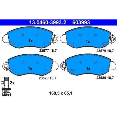 ATE Bremsbelagsatz, Scheibenbremse 13.0460-3993.2 ATE Bremsbelagsatz, Scheibenbremse 13.0460-3993.2