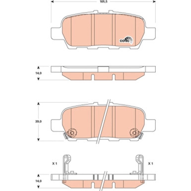 TRW Bremsbelagsatz, Scheibenbremse COTEC GDB3508 TRW Bremsbelagsatz, Scheibenbremse COTEC GDB3508