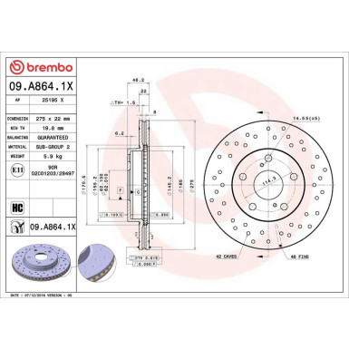 Bremsscheibe 09.A864.1X Bremsscheibe 09.A864.1X