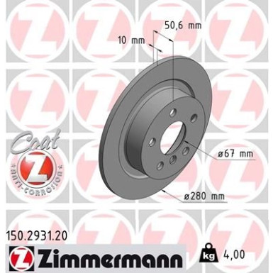 Zimmermann Bremsscheibe Coat Z 150.2931.20