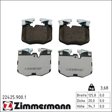 Zimmermann Bremsbelagsatz, Scheibenbremse rd:z 22425.900.1