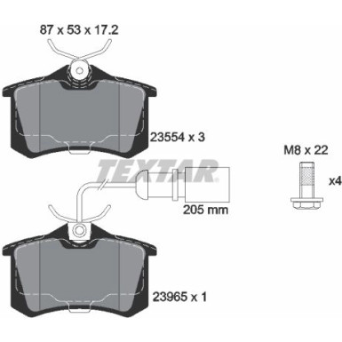 Textar Bremsbelagsatz, Scheibenbremse 2355403 Textar Bremsbelagsatz, Scheibenbremse 2355403