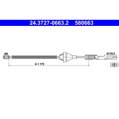 ATE Seilzug, Feststellbremse 24.3727-0663.2 ATE Seilzug, Feststellbremse 24.3727-0663.2
