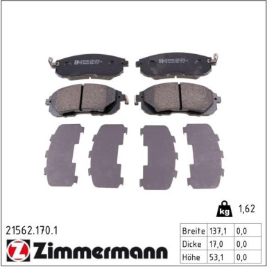 Zimmermann Bremsbelagsatz, Scheibenbremse 21562.170.1 Zimmermann Bremsbelagsatz, Scheibenbremse 21562.170.1