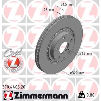 Zimmermann Bremsscheibe Coat Z 370.4405.20