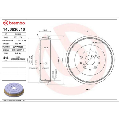Brembo Bremstrommel ESSENTIAL LINE 14.D636.10