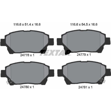 Textar Bremsbelagsatz, Scheibenbremse 2477801 Textar Bremsbelagsatz, Scheibenbremse 2477801