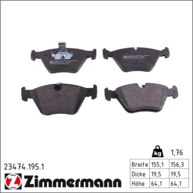 Zimmermann Bremsbelagsatz, Scheibenbremse 23474.195.1