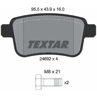 Textar Bremsbelagsatz, Scheibenbremse Q+ 2469204 Textar Bremsbelagsatz, Scheibenbremse Q+ 2469204