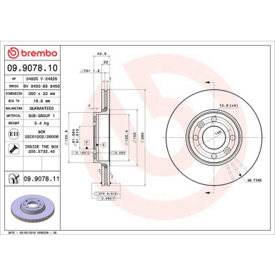Brembo Bremsscheibe PRIME LINE - UV Coated 09.9078.11 Brembo Bremsscheibe PRIME LINE - UV Coated 09.9078.11