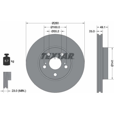 Textar Bremsscheibe PRO 92096903