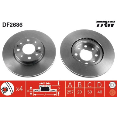 TRW Bremsscheibe DF2686 TRW Bremsscheibe DF2686