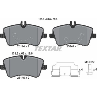 Textar Bremsbelagsatz, Scheibenbremse Q+ 2314401 Textar Bremsbelagsatz, Scheibenbremse Q+ 2314401