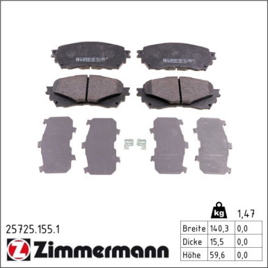 Zimmermann Bremsbelagsatz, Scheibenbremse 25725.155.1