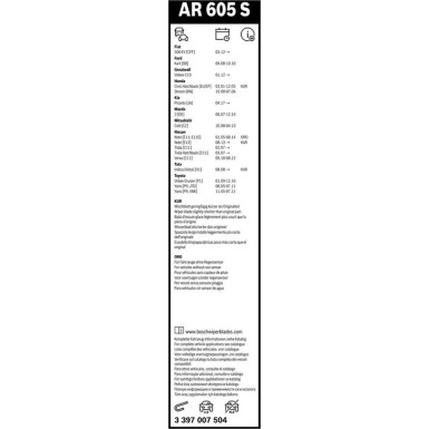 BOSCH AR 605 S Scheibenwischer Aerotwin Retrofit 3 397 007 504