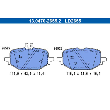 Bremsbelagsatz, Scheibenbremse ATE Ceramic 13.0470-2655.2 Bremsbelagsatz, Scheibenbremse ATE Ceramic 13.0470-2655.2