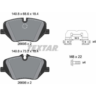 Textar Bremsbelagsatz, Scheibenbremse Q+ 2669501 Textar Bremsbelagsatz, Scheibenbremse Q+ 2669501