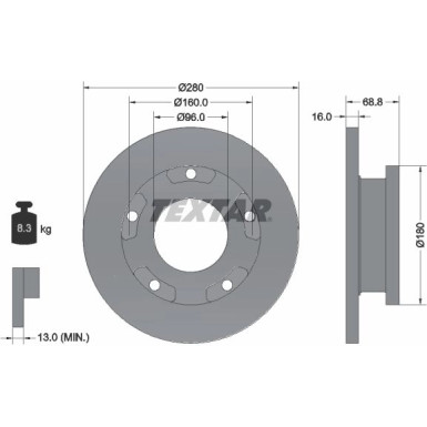 Textar Bremsscheibe PRO 92159103 Textar Bremsscheibe PRO 92159103