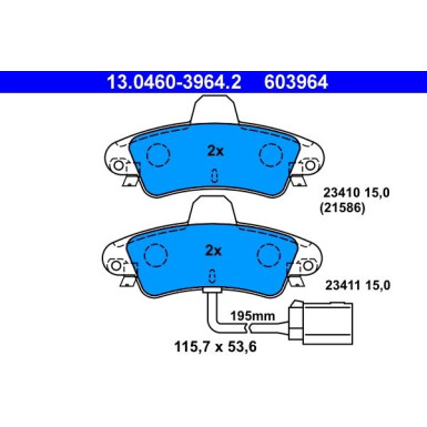 ATE Bremsbelagsatz, Scheibenbremse 13.0460-3964.2 ATE Bremsbelagsatz, Scheibenbremse 13.0460-3964.2