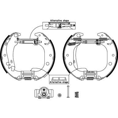 Hella Bremsbackensatz Shoe Kit Pro 8DB 355 004-851 Hella Bremsbackensatz Shoe Kit Pro 8DB 355 004-851
