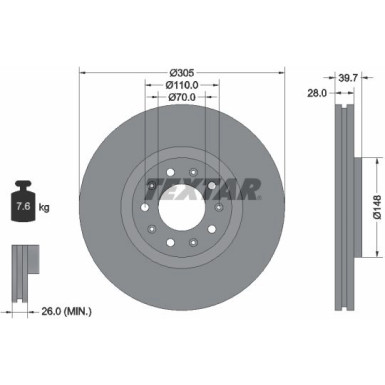 Textar Bremsscheibe PRO 92220803