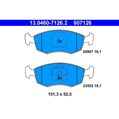 ATE Bremsbelagsatz, Scheibenbremse 13.0460-7126.2 ATE Bremsbelagsatz, Scheibenbremse 13.0460-7126.2
