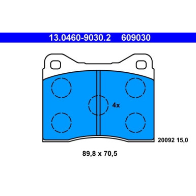 ATE Bremsbelagsatz, Scheibenbremse 13.0460-9030.2 ATE Bremsbelagsatz, Scheibenbremse 13.0460-9030.2