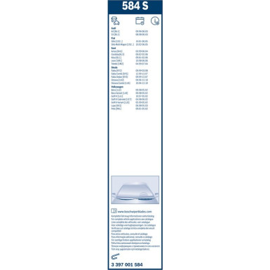 BOSCH 584S Scheibenwischer Twin 3 397 001 584 BOSCH 584S Scheibenwischer Twin 3 397 001 584