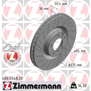 ZIMMERMANN 400.5548.20 Bremsscheibe Ø375 passend für MERCEDES G-Klasse W463