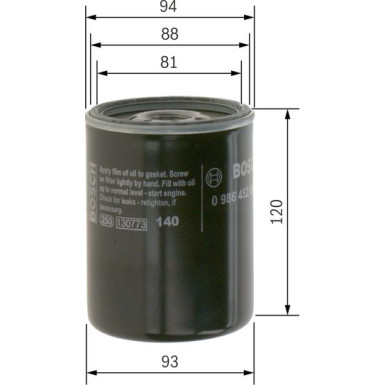 BOSCH 0 986 452 064 Ölfilter BOSCH 0 986 452 064 Ölfilter