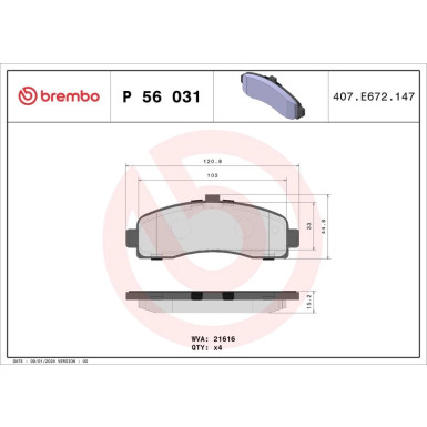 Bremsbelagsatz, Scheibenbremse P 56 031 Bremsbelagsatz, Scheibenbremse P 56 031