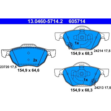 ATE Bremsbelagsatz, Scheibenbremse 13.0460-5714.2 ATE Bremsbelagsatz, Scheibenbremse 13.0460-5714.2