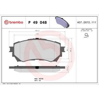 Brembo Bremsbelagsatz, Scheibenbremse PRIME LINE P 49 048