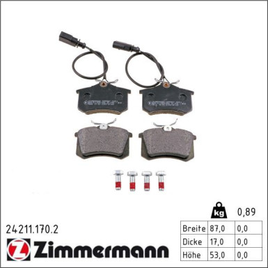 Zimmermann Bremsbelagsatz, Scheibenbremse 24211.170.2 Zimmermann Bremsbelagsatz, Scheibenbremse 24211.170.2