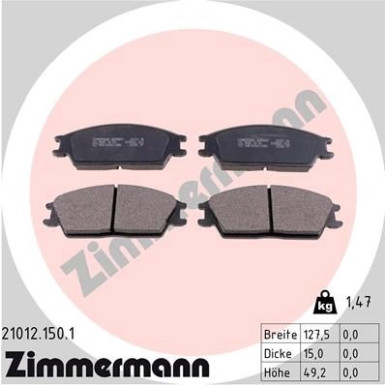 Zimmermann Bremsbelagsatz, Scheibenbremse 21012.150.1 Zimmermann Bremsbelagsatz, Scheibenbremse 21012.150.1