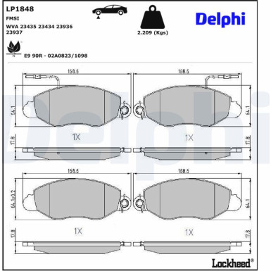 Delphi Bremsbelagsatz, Scheibenbremse LP1848