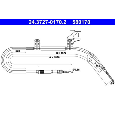 ATE Seilzug, Feststellbremse 24.3727-0170.2 ATE Seilzug, Feststellbremse 24.3727-0170.2
