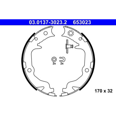 ATE Bremsbackensatz, Feststellbremse 03.0137-3023.2 ATE Bremsbackensatz, Feststellbremse 03.0137-3023.2