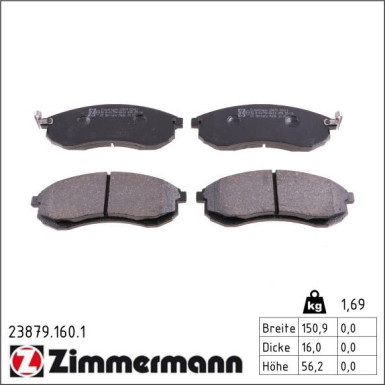 Zimmermann Bremsbelagsatz, Scheibenbremse 23879.160.1