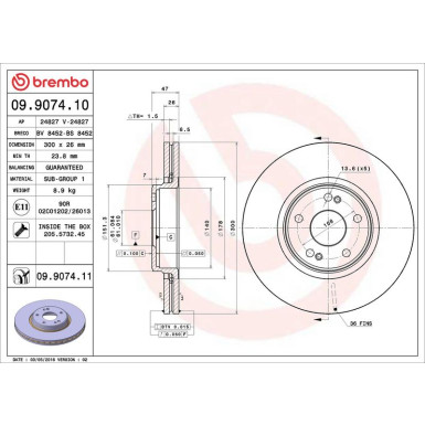 Brembo Bremsscheibe PRIME LINE - UV Coated 09.9074.11 Brembo Bremsscheibe PRIME LINE - UV Coated 09.9074.11