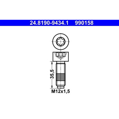 ATE Schraube, Bremsscheibe 24.8190-9434.1 ATE Schraube, Bremsscheibe 24.8190-9434.1
